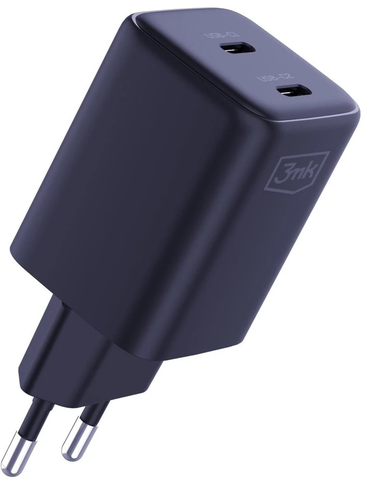 Laidinis įkroviklis 3MK Hyper Charger PD 45W GaN QC4+ PPS 2C Super-Fast Charge 2.0 juodos spalvos