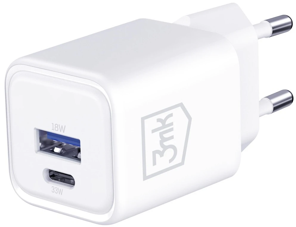 3Mk apsaugos priedai - 3mk Hyper Charger PD 33W GaN QC4+ PPS AFC FCP SCP 1A1C Baltas