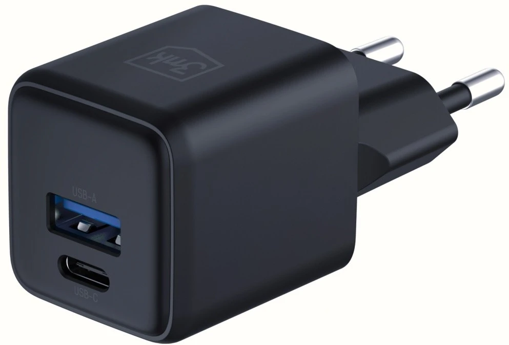 3Mk Protection 3mk Hyper GaN įkroviklis 20W QC4+ PD PPS USB-C USB-A sieninis įkroviklis - Juodas