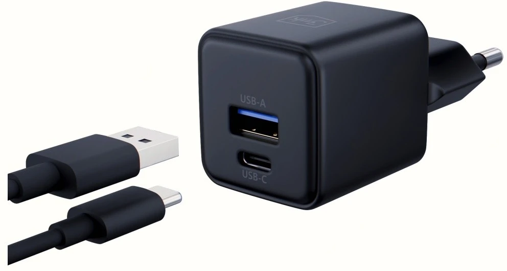 3Mk Protection 3mk Hyper GaN įkroviklis 20W QC4+ PD PPS USB-C USB-A sieninis įkroviklis - Juodas