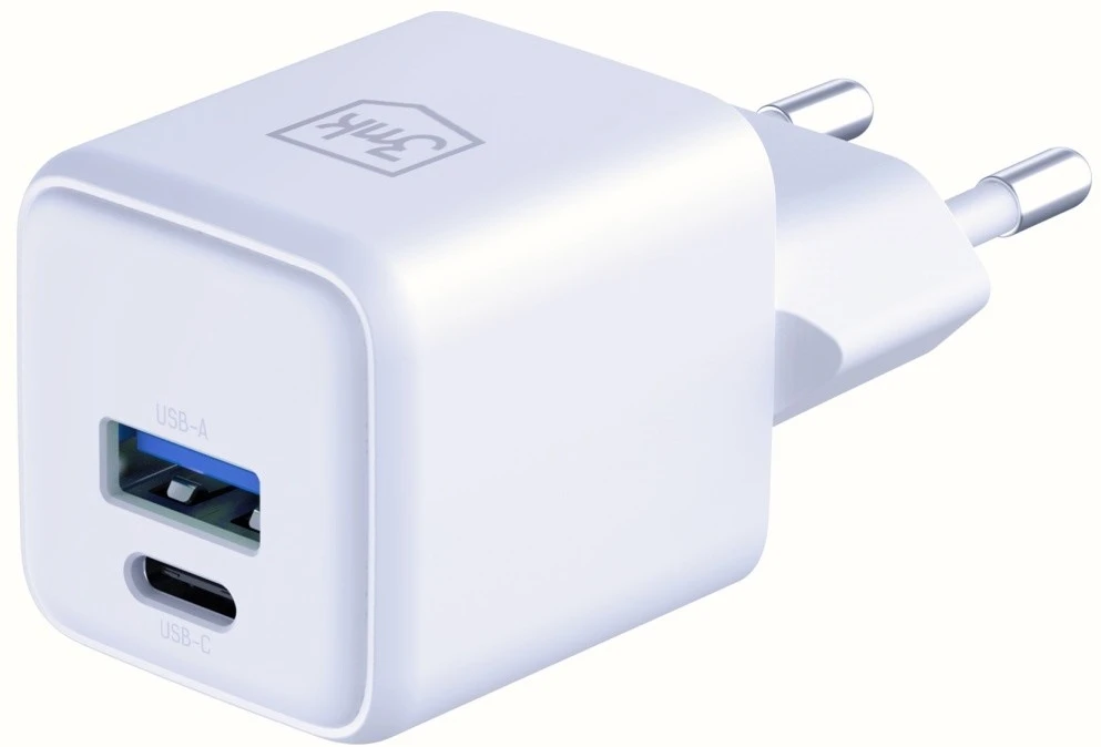 3Mk Protection 3mk Hyper GaN įkroviklis 20W QC4+ PD PPS USB-C USB-A sieninis įkroviklis - Baltas