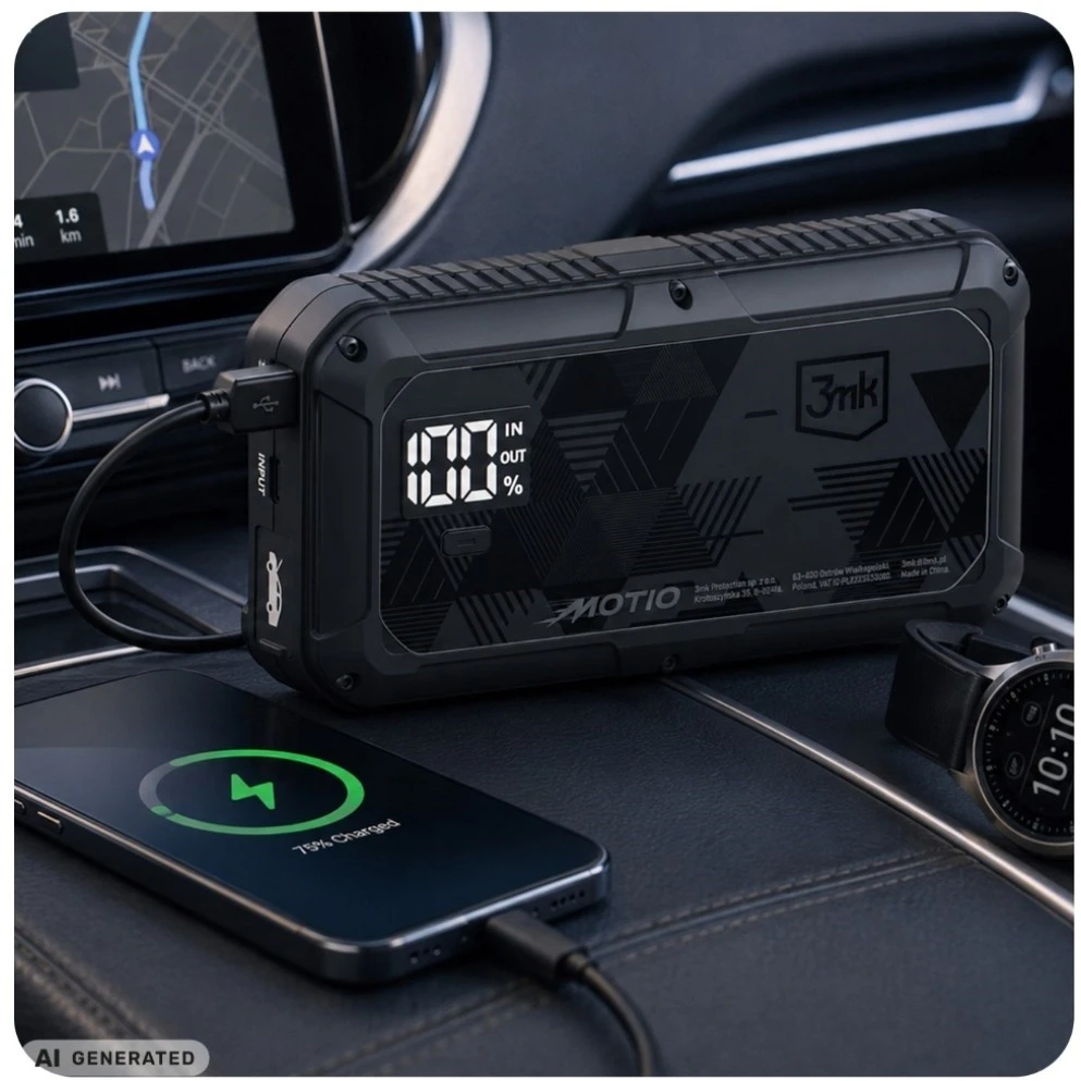3Mk Protection 3mk Motio HyperBoost Flow 1500A 10 000 mAh su Smart Start kabeliais ir apšvietimu