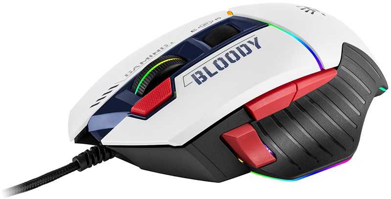 Pelė Myszka žaidimams A4Tech Bloody W95Max Sports Navy su laidu 12000 dpi optinė balta