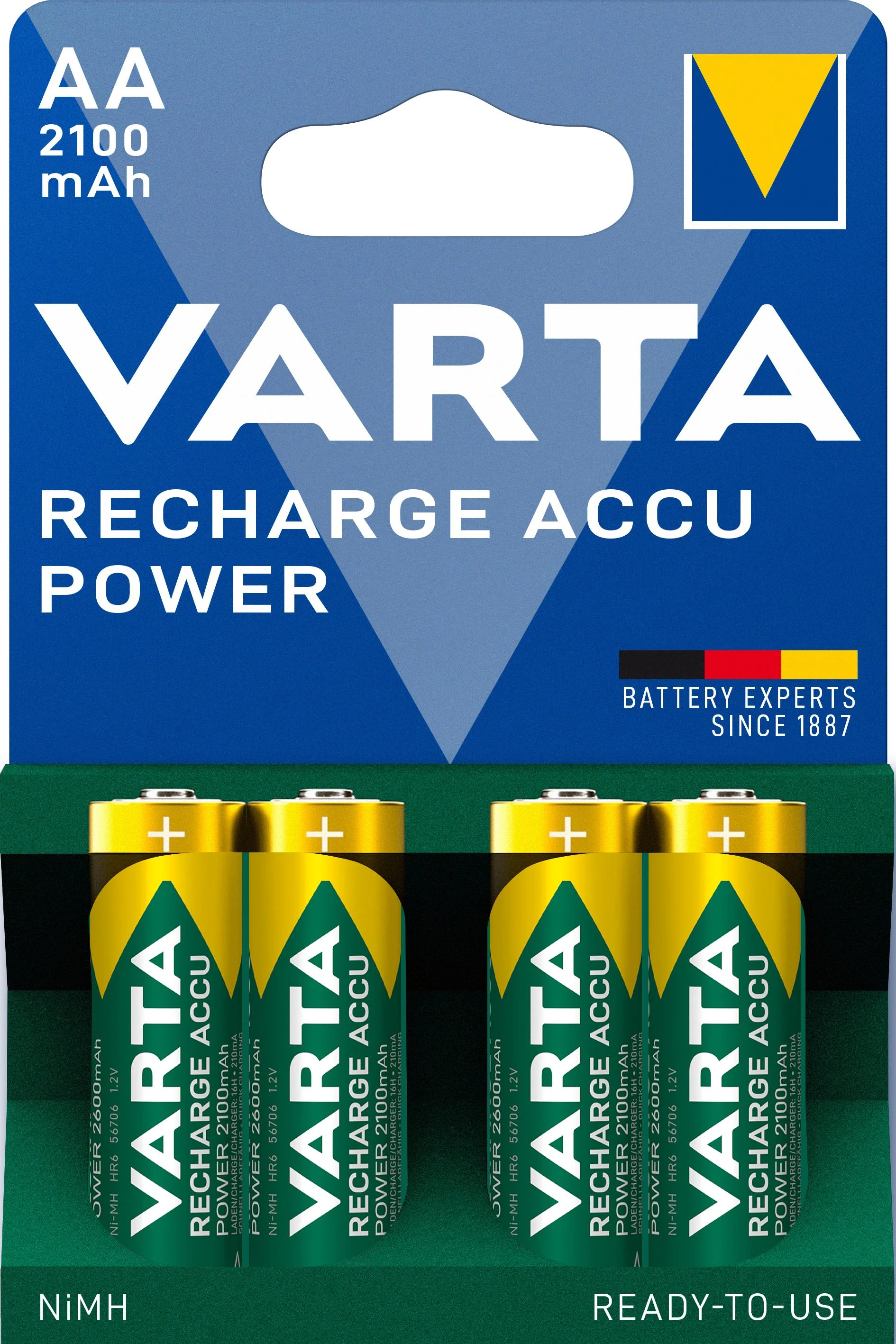 Įkraunami elementai Varta Accu AA Ready2Use NiMH 2100 mAh, 4 vnt.