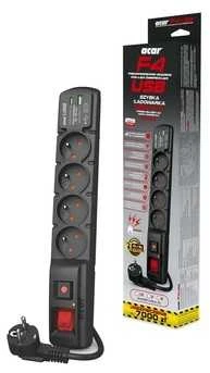 Acar Ilgiklis f4 USB A+C 5m 4x 230V PD3.0 qc juodas