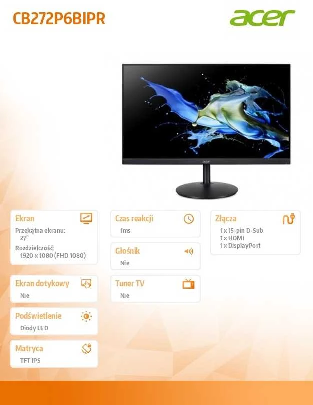 LCD Monitorius ACER 27" 1920x1080 Full HD 1ms IPS UM.HB2EE.603
