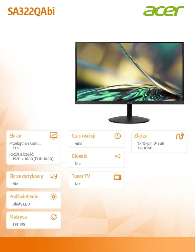 Monitorius Acer SA322QAbi (UM.JS2EE.A09)