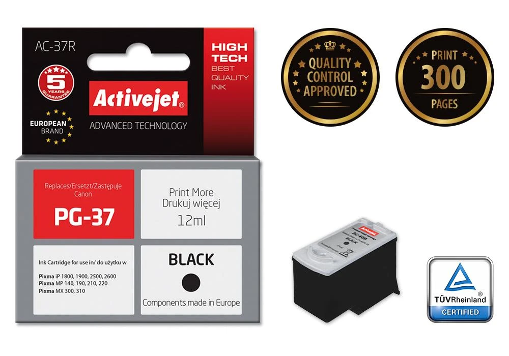 Rašalo Kasetė - Activejet AC-37R Juoda 12 ml