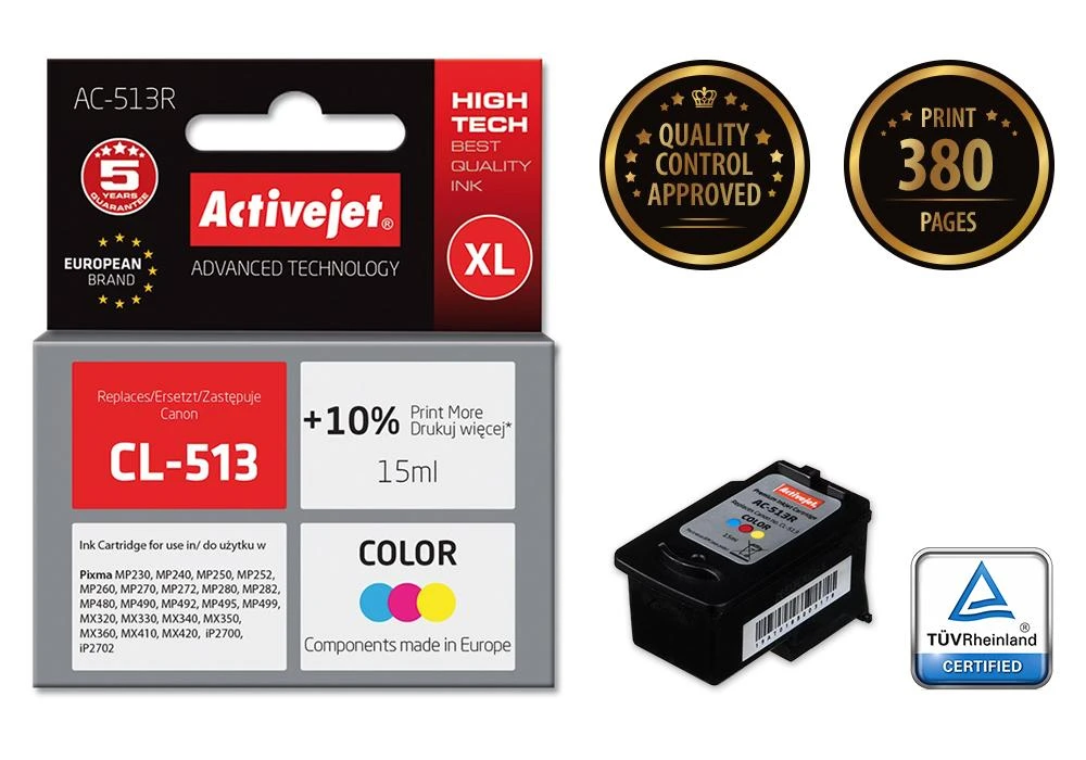 Rašalo Kasetė - Activejet AC-513R 15ml Spalvota