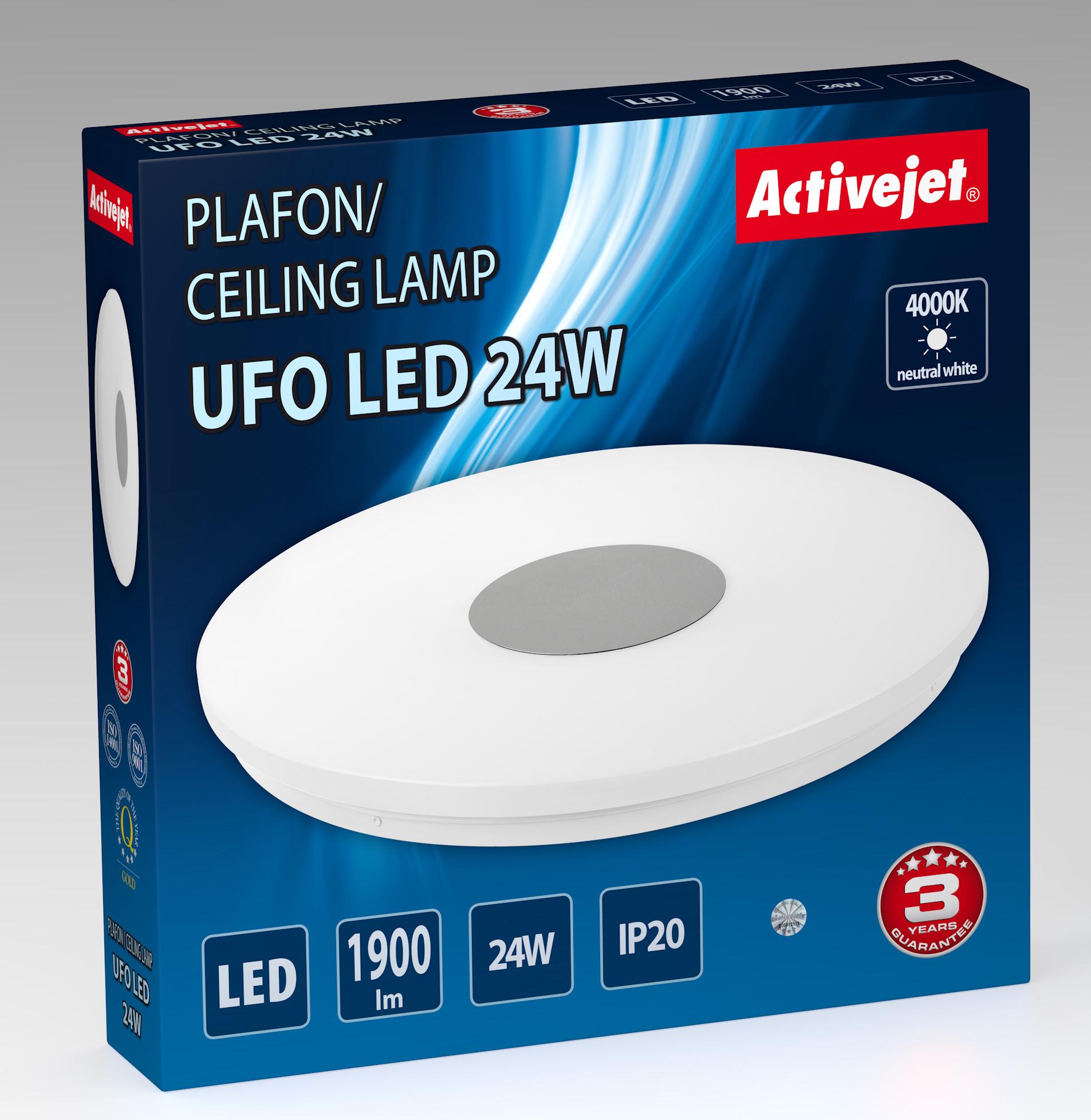 Lubinis šviestuvas Lubų Šviestuvas - Activejet AJE-UFO 24W, Balta
