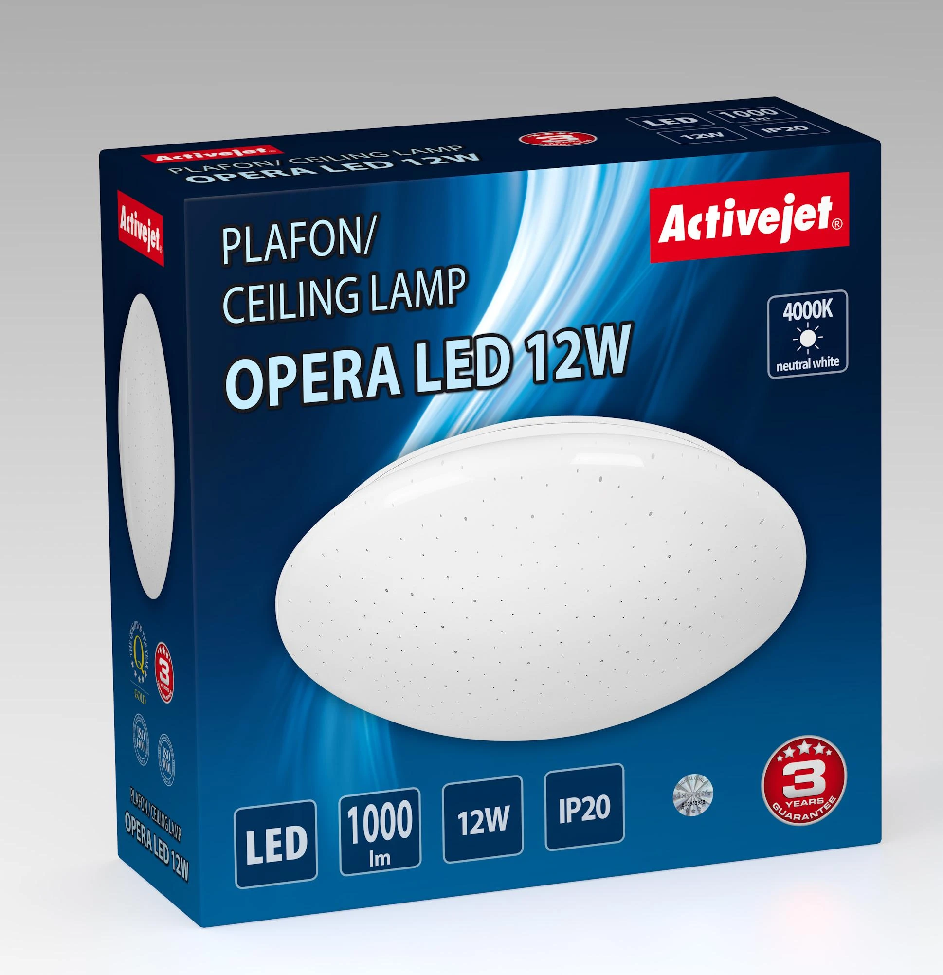Lubinis šviestuvas Lubų Šviestuvas - Activejet AJE-Opera 12W LED Lemputė