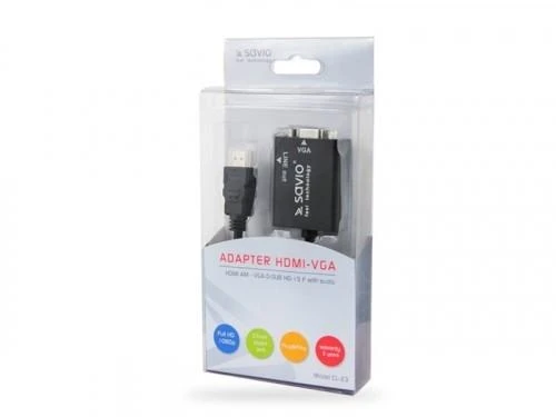 Savio CL-23 video cable adapter 0.5 m VGA (D-Sub) HDMI Type A (Standard) Juodas
