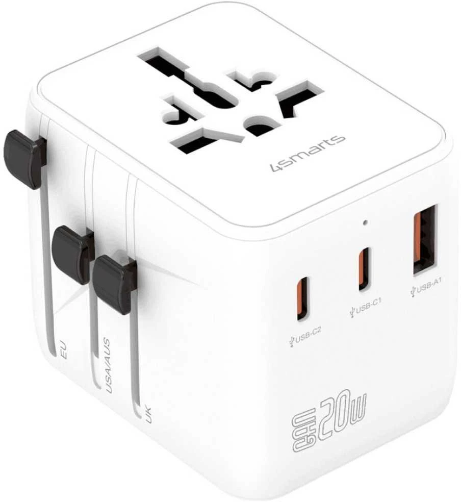 4smarts Nomad kelioninis adapteris su USB-C ir USB-A jungtimis