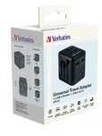 „Verbatim“ universalus kelioninis adapteris UTA-02 su USB-C PD ir USB-A QC jungtimi, Juodas