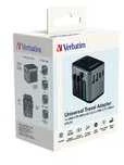 Verbatim Adapteris kelioninis EU/UK/US 2xUSB-A/2xUSB-C PD 30W UTA-03 juodos spalvos 49545