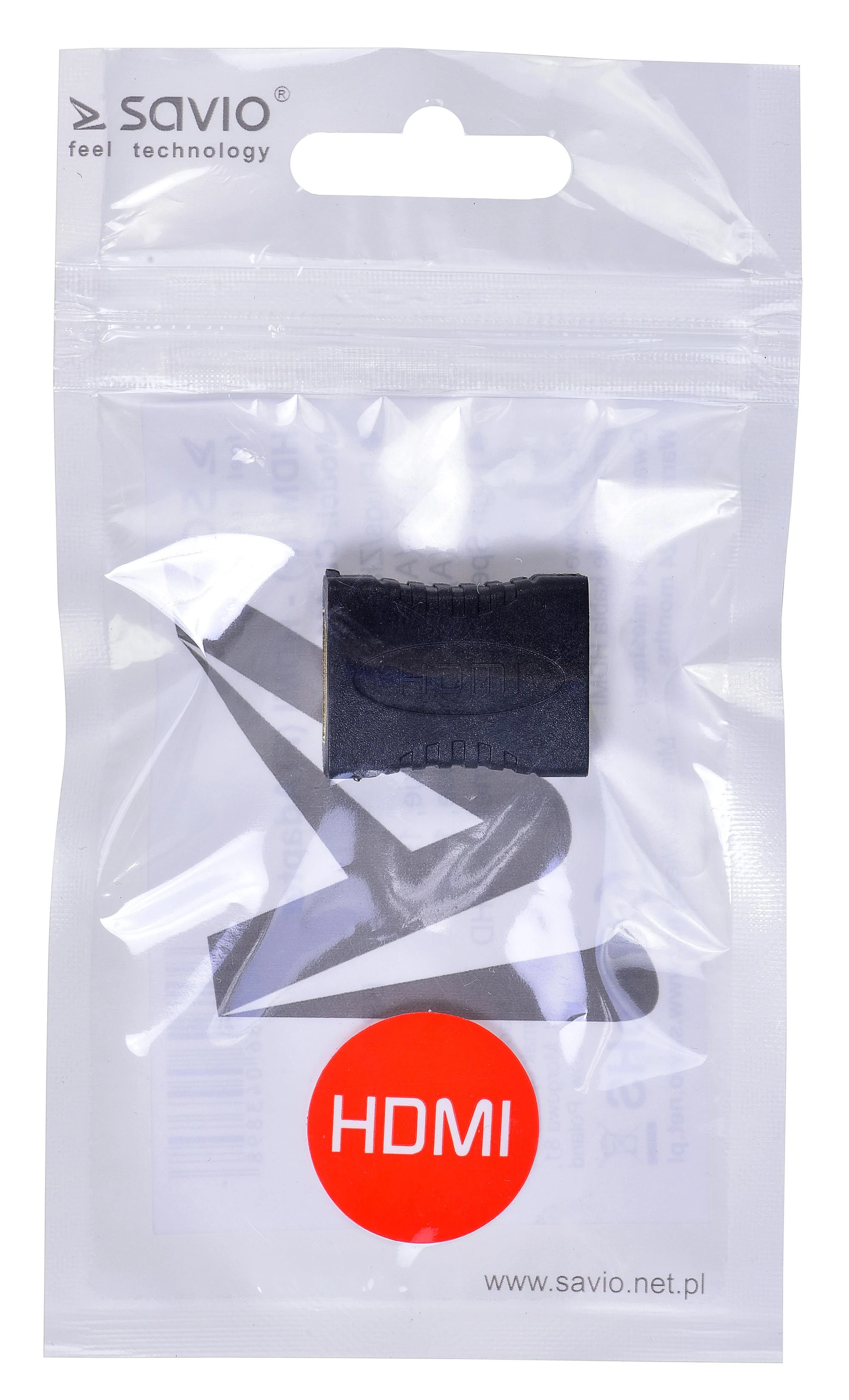 Adapteris - SAVIO CL-111 HDMI (F) į HDMI (F) Tiesus Juostinis Juodas