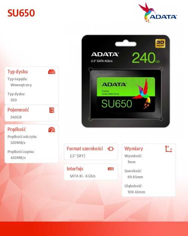 Kietasis diskas ADATA Ultimate SU650 240GB