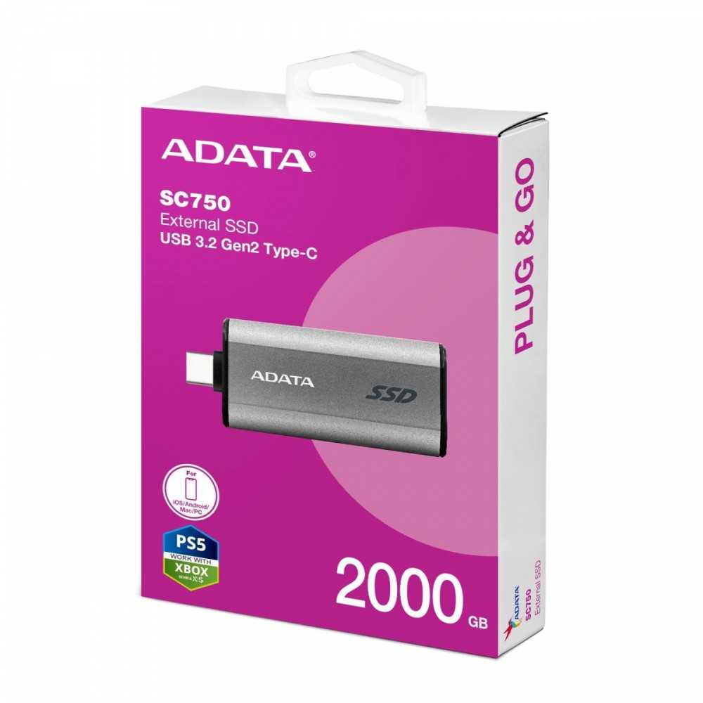 ADATA Išorinis kietasis diskas SSD sc750 2000g usb3.2c 1050/1000mb/s