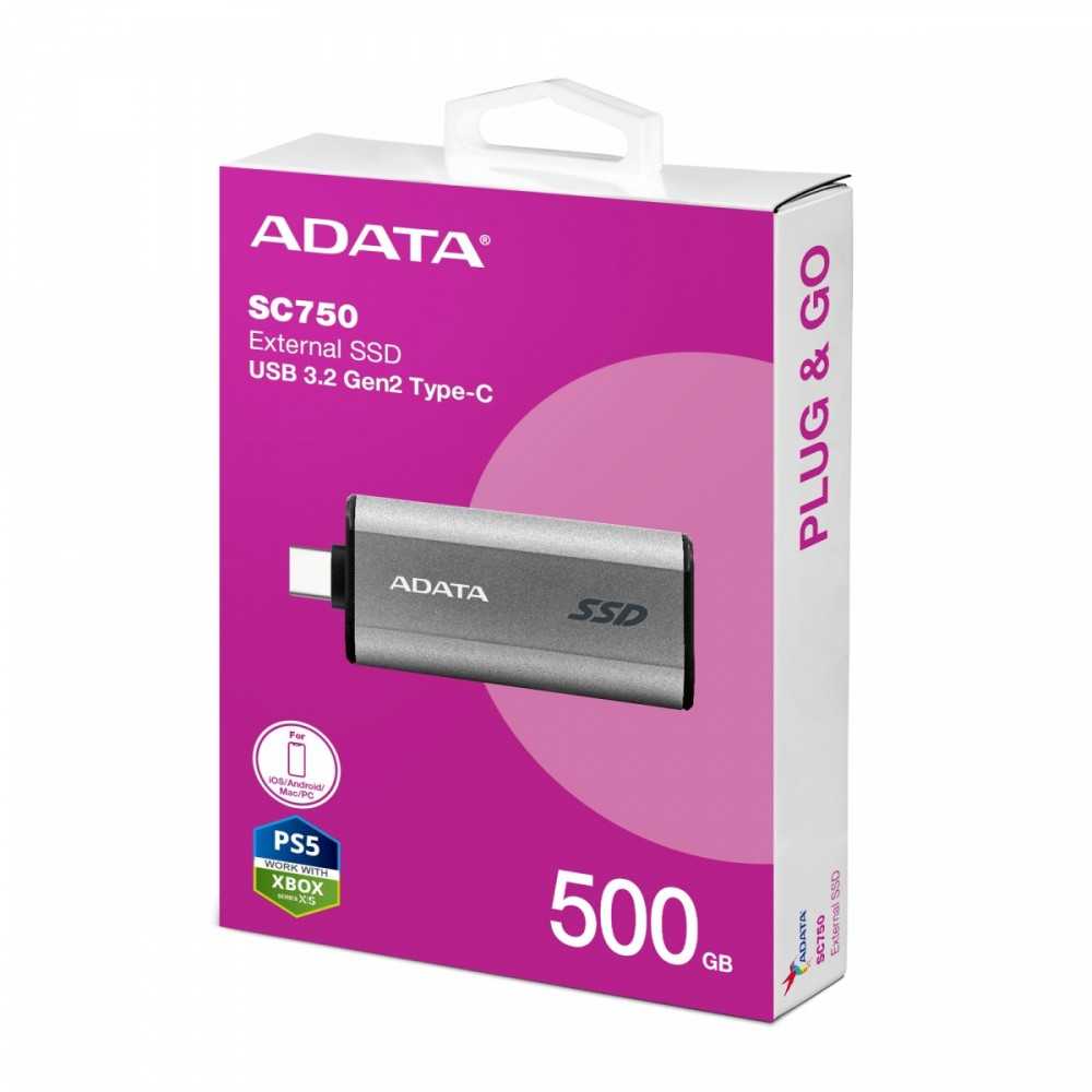 ADATA Išorinis kietasis diskas SSD sc750 500g usb3.2c 1050/1000mb/s