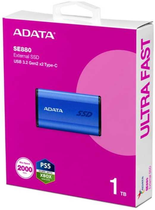 ADATA Išorinis kietasis diskas SSD SE880 1TB Mėlyna