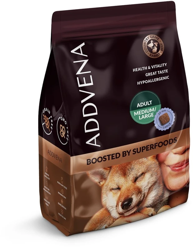 Šunų maistas - ADDVENA Boosted by Superfoods Suaugusiųjų Vidutinio/Didelio Mėsos 2.5kg