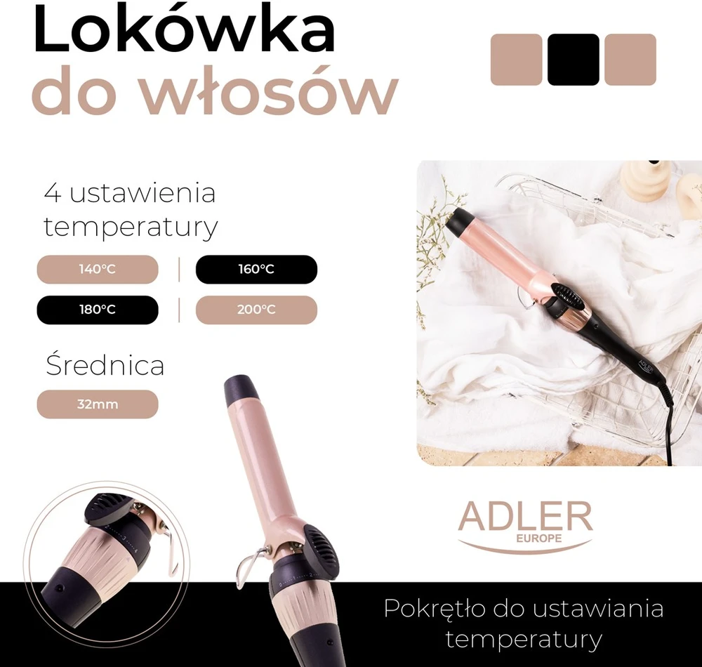 Plaukų garbanojimo žnyplės Adler AD 2118, Juodos/Violetinės spalvos
