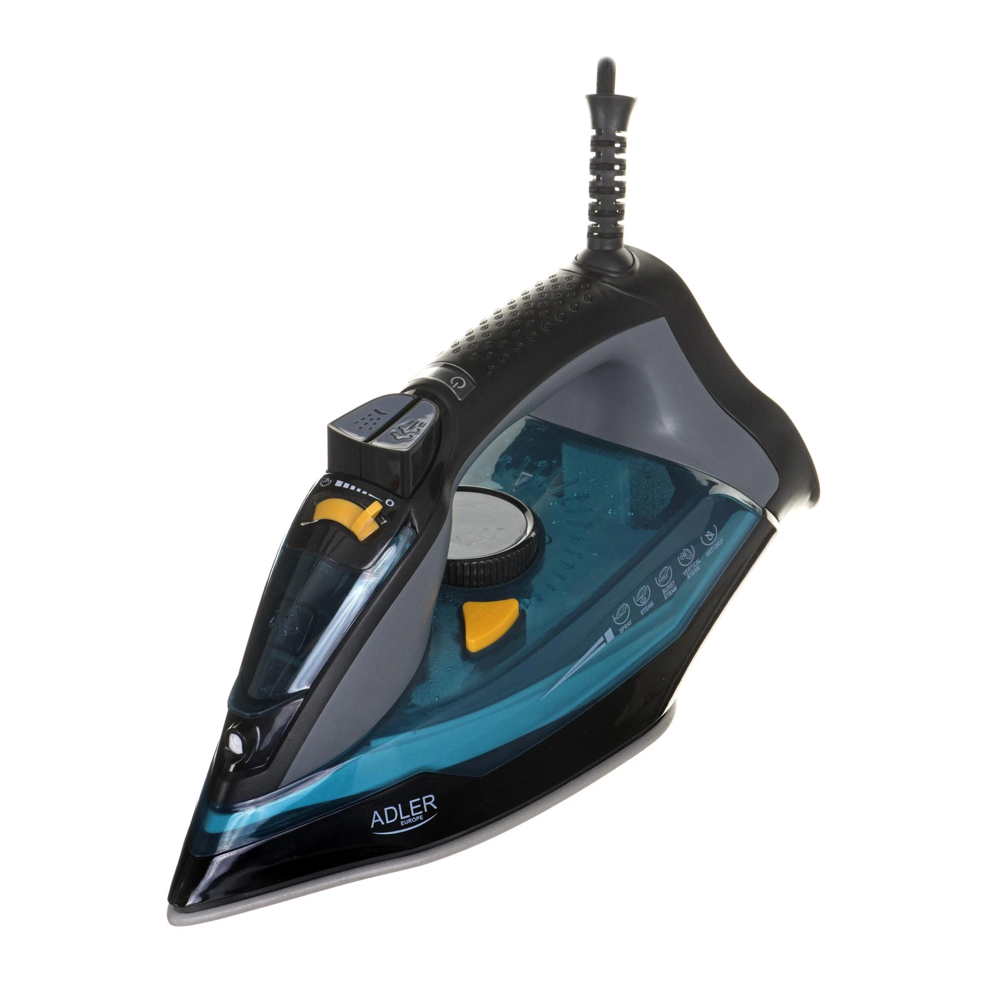 Adler | Lygintuvas | AD 5032 | Garų lygintuvas | 3000 W | Vanduo tank capacity 350 ml | Continuous steam 45 g/min | Steam boost performance 80 g/min | Mėlyna/Pilkas