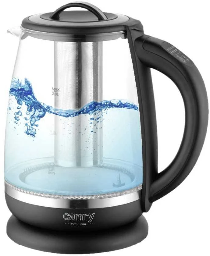 Adler Camry | Virdulys | CR 1290 | Standard | 2200 W | 2 L | Plastic/glass | 360° rotational base | Juodas/Transparent