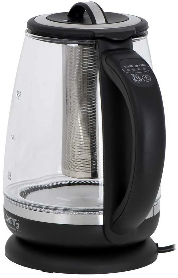 Adler Camry | Virdulys | CR 1290 | Standard | 2200 W | 2 L | Plastic/glass | 360° rotational base | Juodas/Transparent