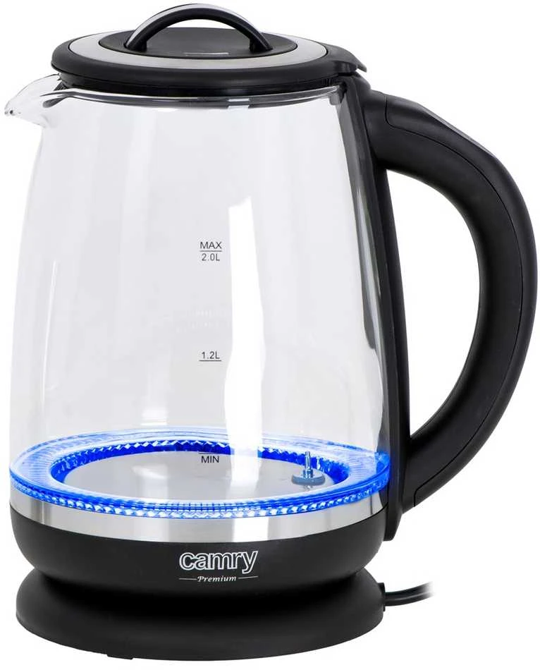 Adler Camry | Virdulys | CR 1290 | Standard | 2200 W | 2 L | Plastic/glass | 360° rotational base | Juodas/Transparent