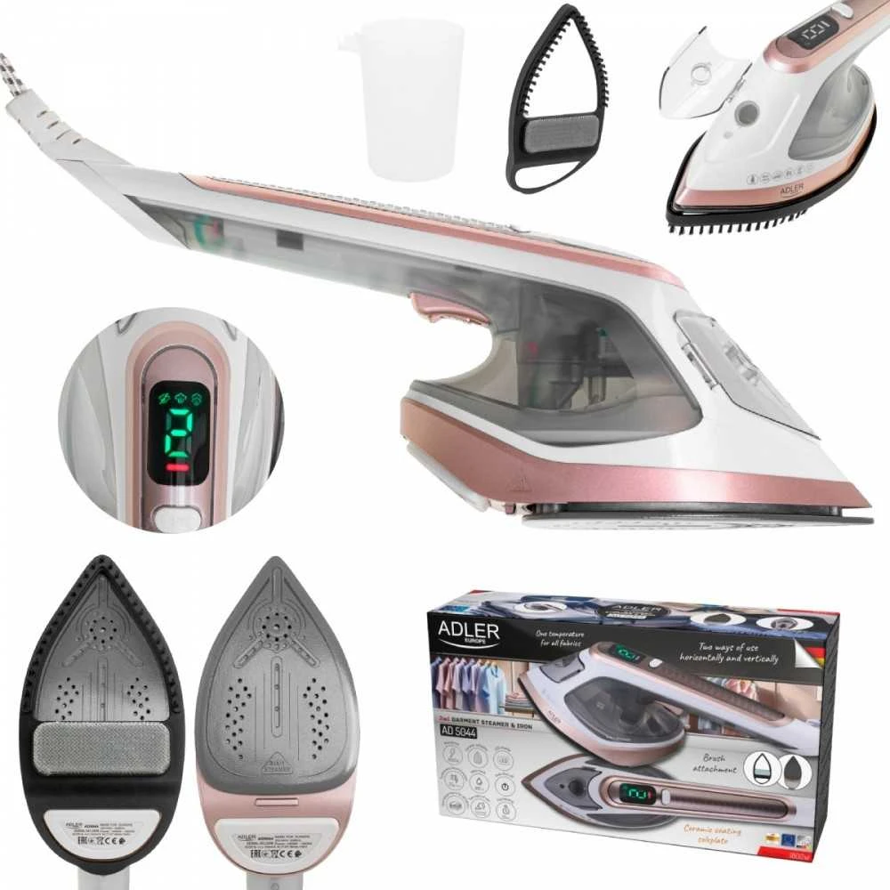 Adler 2in1 drabužių garintuvas ir lygintuvas | AD 5044 | Rankinis | 1400 W | 0,18 l | 25 g/min | Baltas/Auksinis