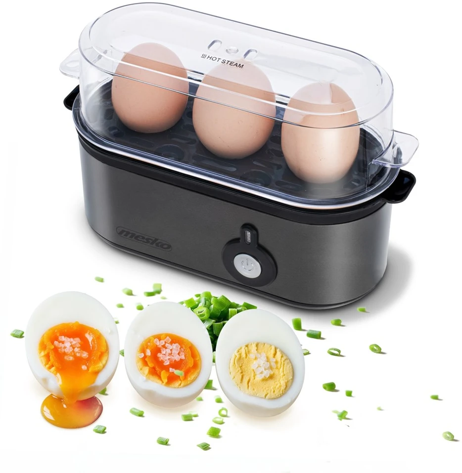 Adler Mesko MS 4485 GM Kiaušinių virimo aparatas 3 kiaušiniams | automatinis | metalinis korpusas