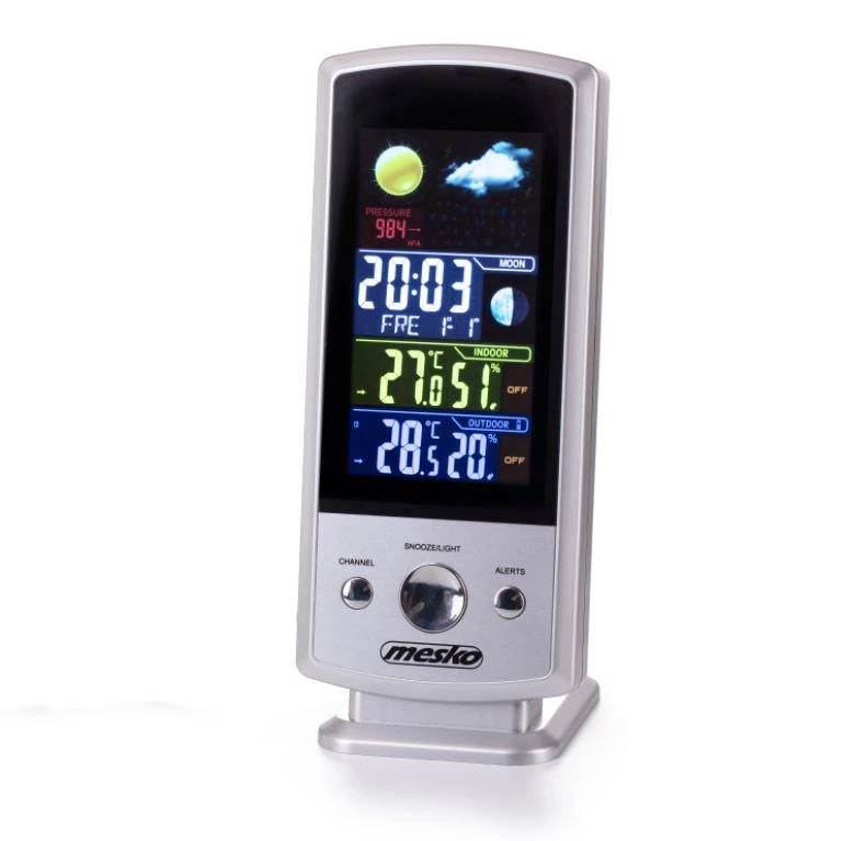 Mesko | MS 1177 | Juodas | Colorful Digital Ekranas | Weather station