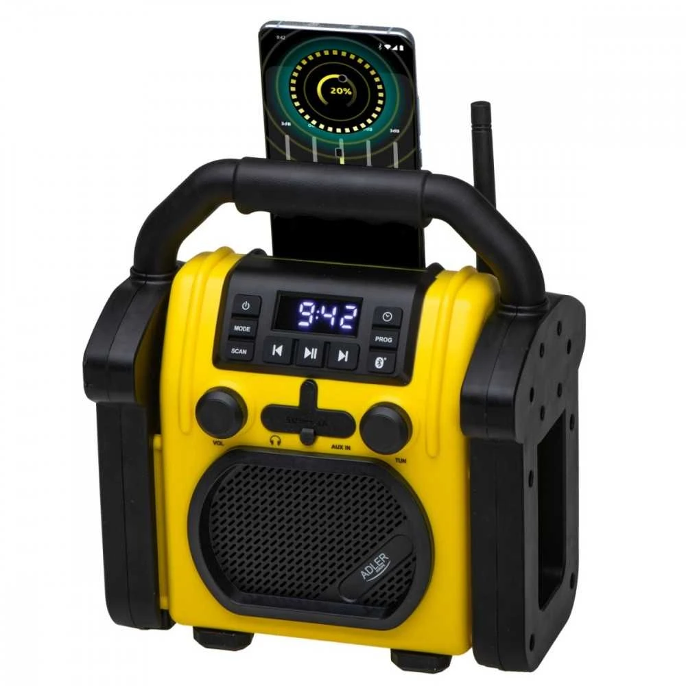 Adler | Construction radio with Bluetooth | AD 1911 | AUX in | Juodas/Geltona