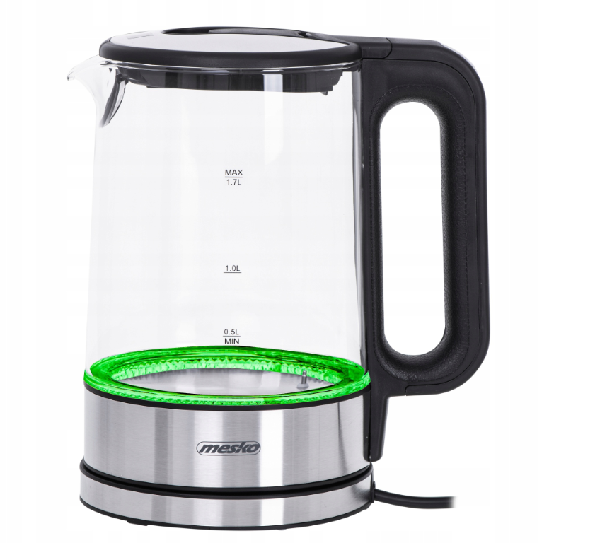 Mesko | Virdulys | MS 1301b | Electric | 1850 W | 1.7 L | Glass | 360° rotational base | Juodas