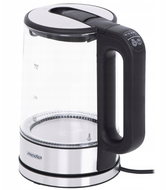 Mesko | Virdulys | MS 1301b | Electric | 1850 W | 1.7 L | Glass | 360° rotational base | Juodas