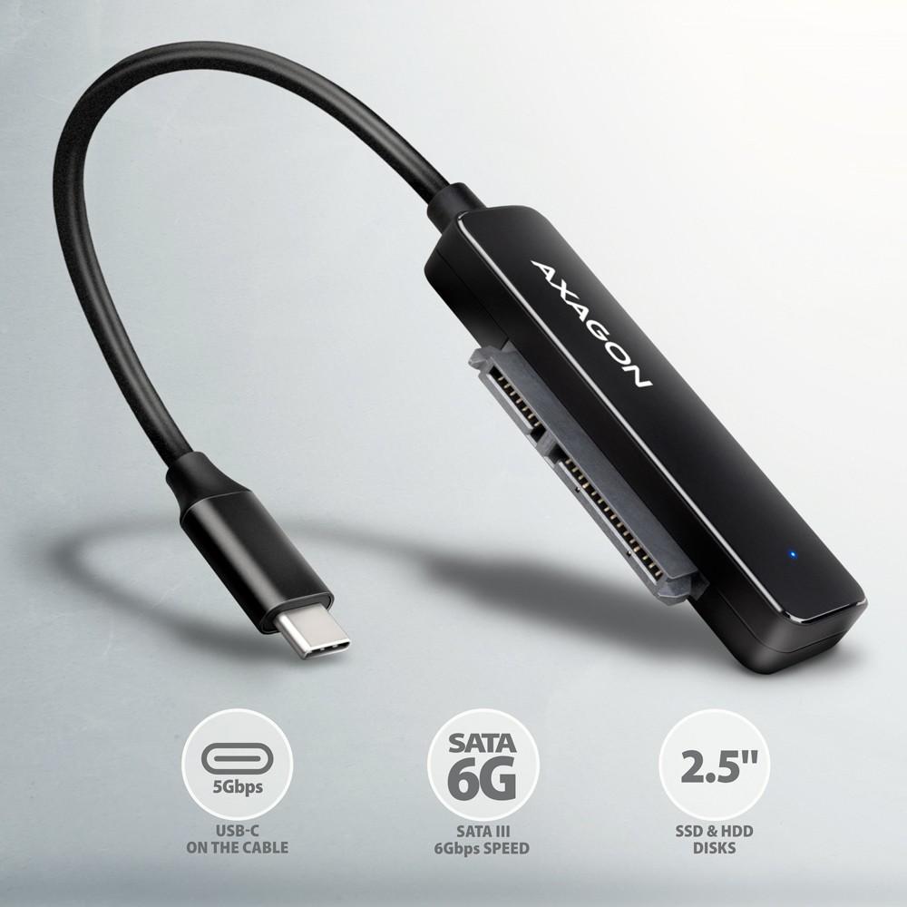 AXAGON USB-C 5Gbps – SATA 6G, 2,5" SSD / HDD SLIM adapteris | ADSA-FP2C
