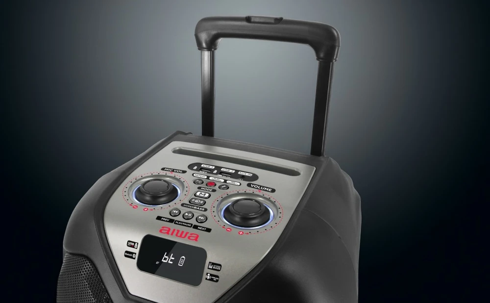 Aiwa Nešiojama garso sistema 400W (50W RMS) su karaoke, belaidžiu VHF mikrofonu