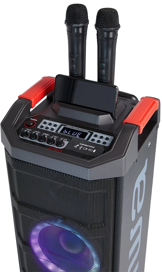 AIWA KBTUS-608 MKII 600W (80W RMS) nešiojama garso sistema su karaoke, šviesos efektais