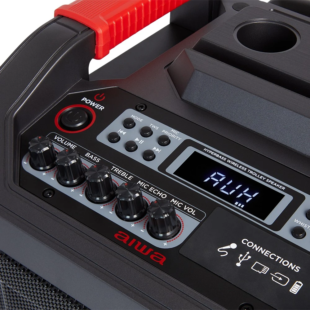 AIWA KBTUS-608 MKII 600W (80W RMS) nešiojama garso sistema su karaoke, šviesos efektais