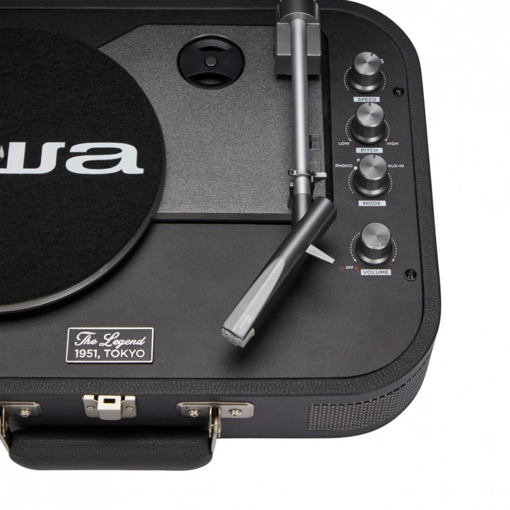 Aiwa Patefonas lagamine 2x2.2W RMS su Bluetooth / USB grotuvu, tamsiai pilkas