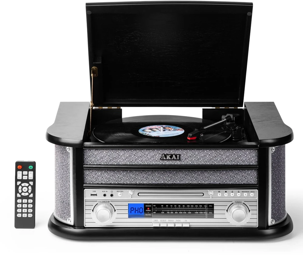 AKAI ATT-350CC – įrašų grotuvas su CD ir kasečių grotuvu