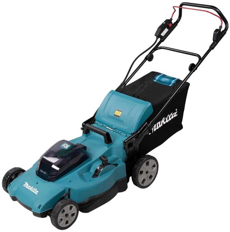 Makita DLM538Z akumuliatorinė vejapjovė 2 x 18 V, 53 cm, 4 viename (pjovimas / surinkimas / mulčiavimas / išmetimas į galą), 25,5kg, plastikinis korpusas, be akumuliatorinio ir krovinio