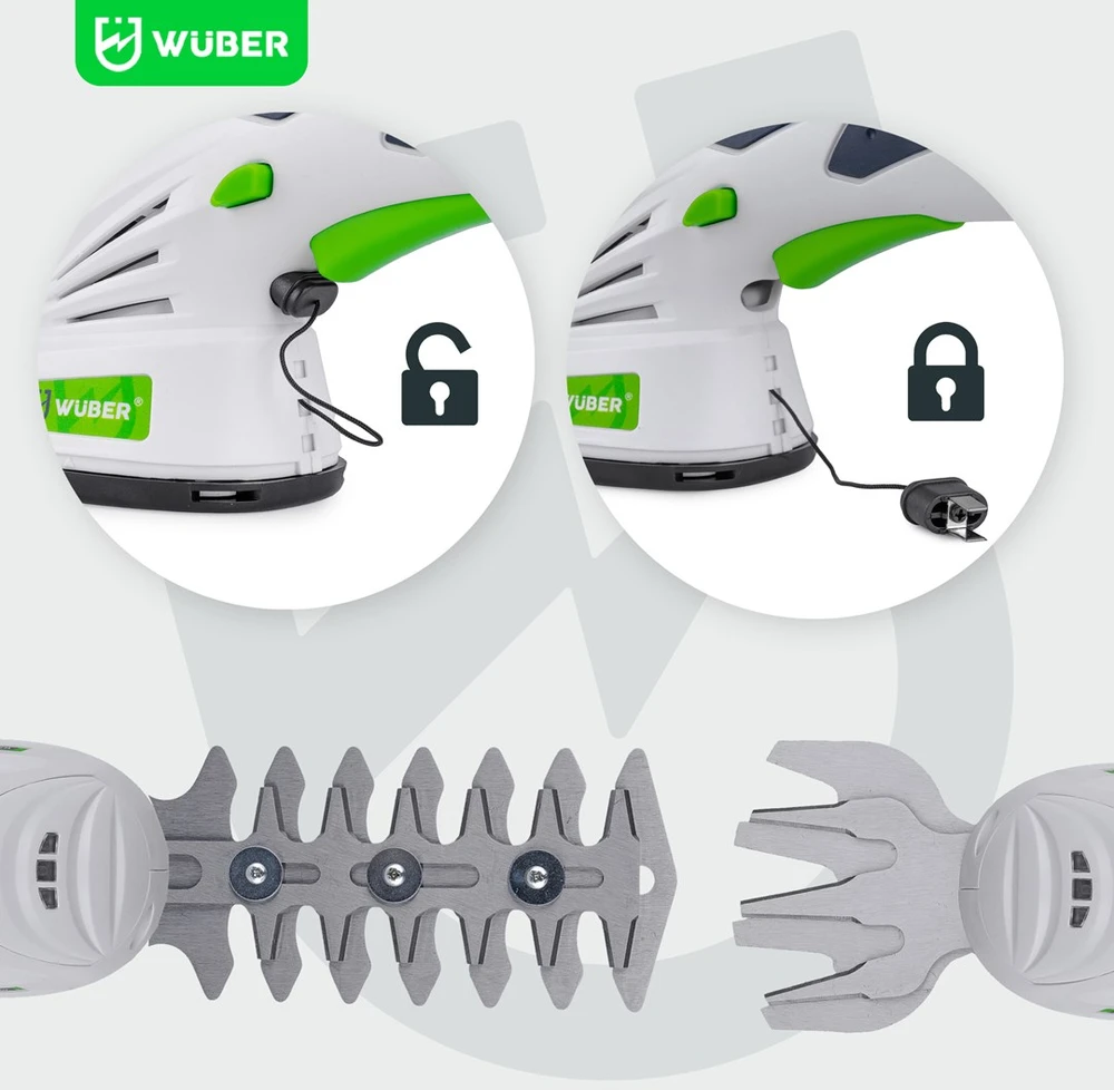 Cordless 2-in-1 hedge and grass trimmer 7.2 V, cutting width 120 mm, USB-C W23320 WUBER