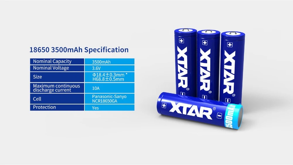 Xtar 3500mAh 3,6V 18650 akumuliatorius su PCB