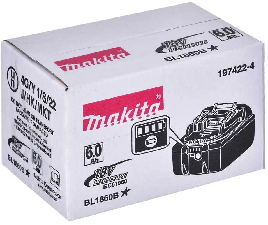 Akumuliatorius 18v 6,0ah bl1860b 197422-4 makita box