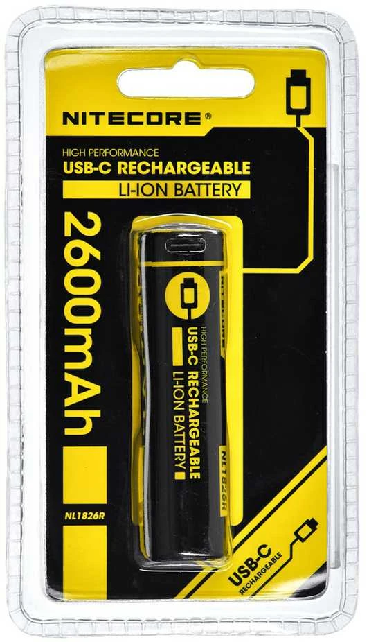Nitecore NL1826R 2600mAh USB-C įkraunama 18650 baterija