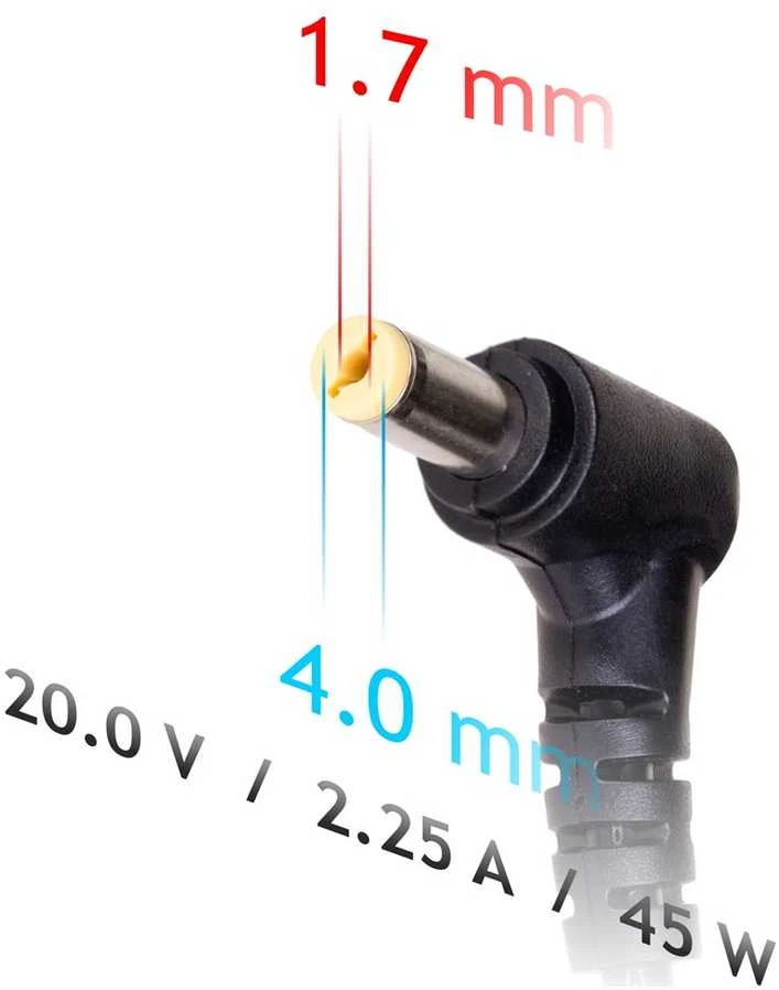 Akyga ak-nd-50 kintamosios srovės adapteris, skirtas IBM, Lenovo nešiojamam kompiuteriui (20v; 2,25A; 45w; 4mm x 1,7mm)