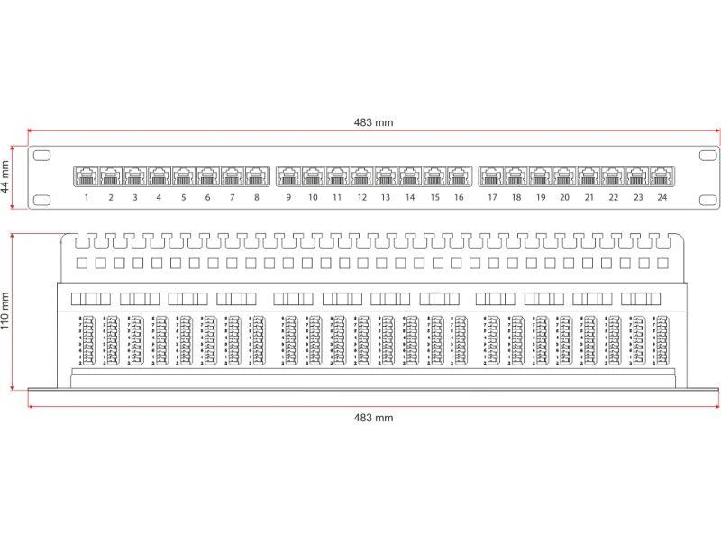 Komutacinė panelė NAVI LED STP cat.6 24 prievadų LSA 1U ALANTEC