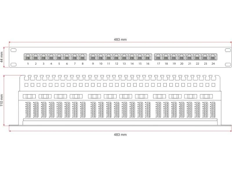 Alantec PK006 Komutacinė panelė STP cat.5e 24 lizdai LSA 1U 19"